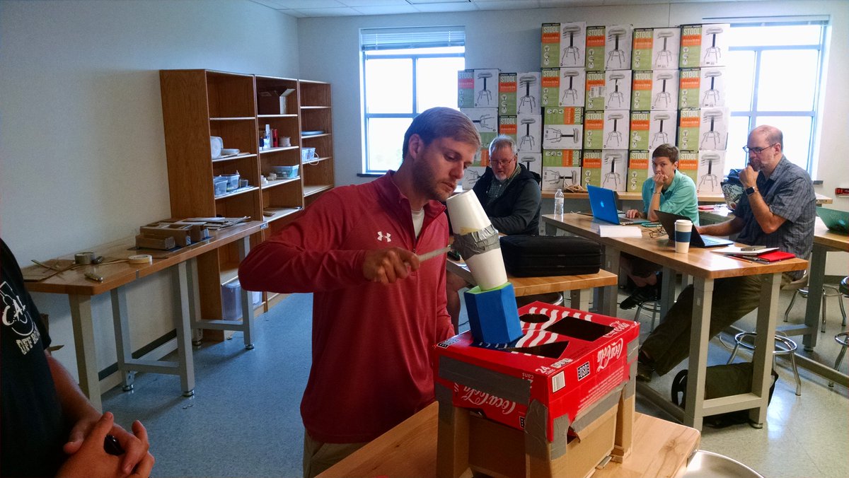 Mythbadger's tweet photo. Product testing and presentation day. #PLTWCT17 @wv_pltw #Designing4CP https://t.co/r3N3Y4QUf2