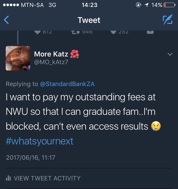 MO_kAtz7's tweet photo. Yo guys, please help a nigga reach 1600 retweets so that @StandardBankZA can help me pay my fees to graduate😭😭 #WhatsYourNext https://t.co/iqKiwc8H1c
