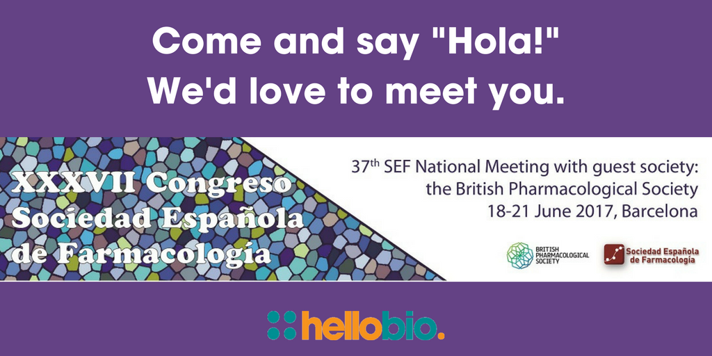 hello_bio's tweet photo. Say "Hola!" to us at @Socesfar @BritPharmSoc #SEF2017 next week. We'll be on Stand 2 with FREE #HelloBio goody bags! https://t.co/X4DpNDggWl https://t.co/Uor2dhC3JJ