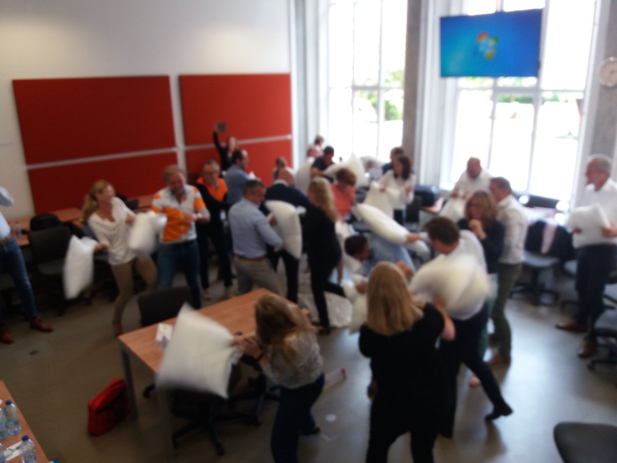Changing the organisation starts with me <a href="/Vlerick/">Vlerick</a> - fun to be a coach for the international teams of PostNL #pillowfight get it out softly