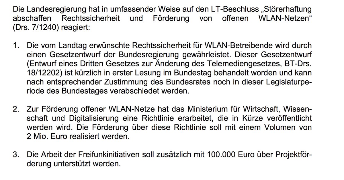 Jetzt auch offiziell: #Freifunk in Sachsen-Anhalt bekommt ins. 100.000€ <a href="/freifunkhalle/">Freifunk Halle</a> <a href="/freifunkmd/">Freifunk Magdeburg</a> <a href="/Freifunk_Harz/">Freifunk Harz</a> landtag.sachsen-anhalt.de/fileadmin/file…