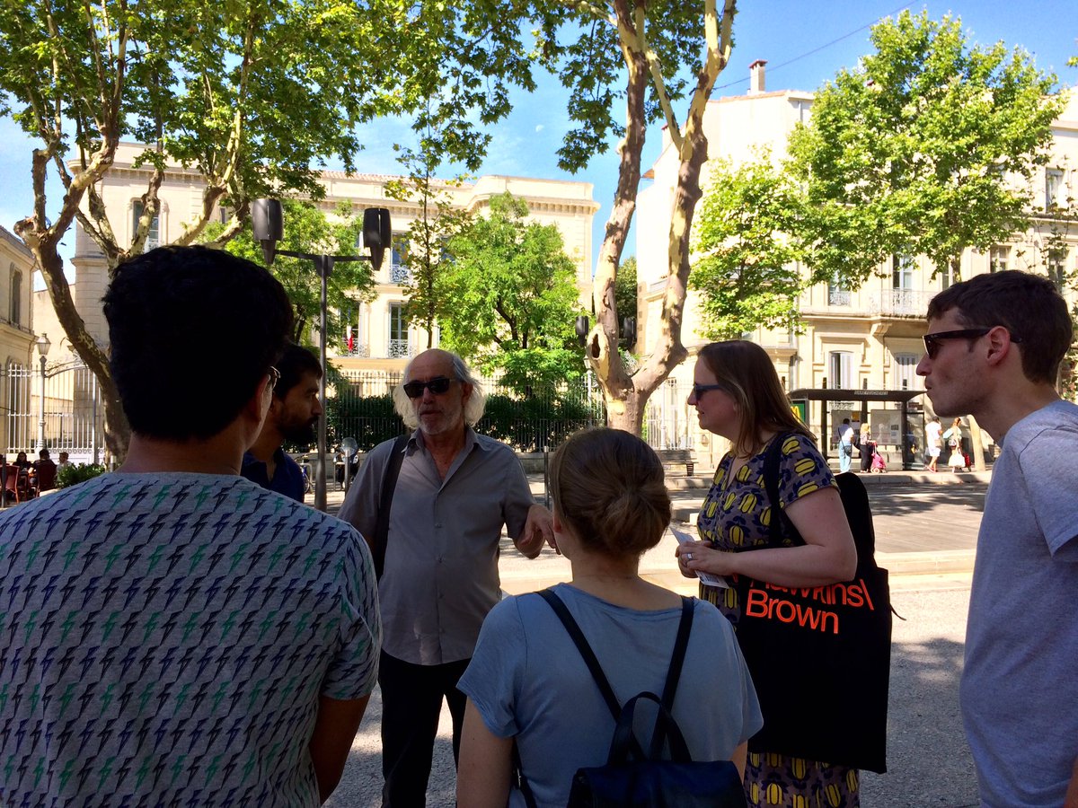 Hawkins_Brown's tweet photo. #Education #research #HBtrips touring around Nimes with Jean-Luc from Traveses Agence https://t.co/WSvqJ6iUze