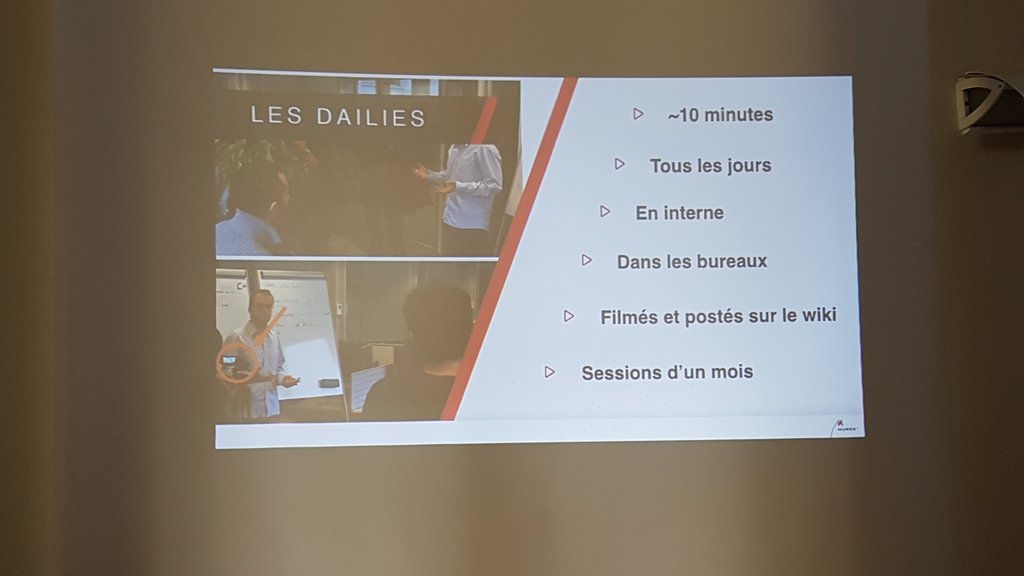 RegisRallo's tweet photo. Les Dailies : partage de connaissance en entreprise en itérations courtes
#devDailies par @JoBoccara
#AgileFrance https://t.co/EGWT3zkMCN