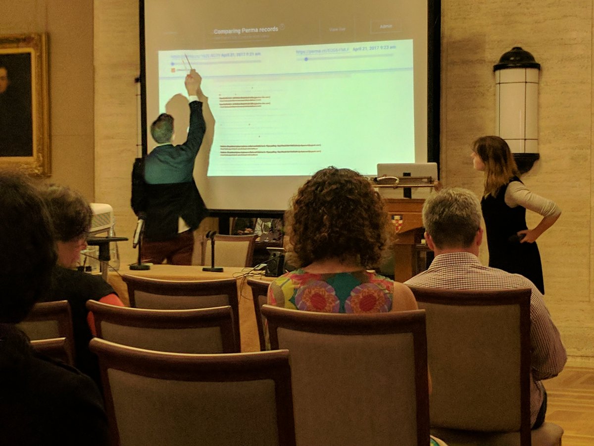 permacc's tweet image. Anastasia and Matt's #WAweek2017 presentation on web archive comparison tools was a smash! @HarvardLIL