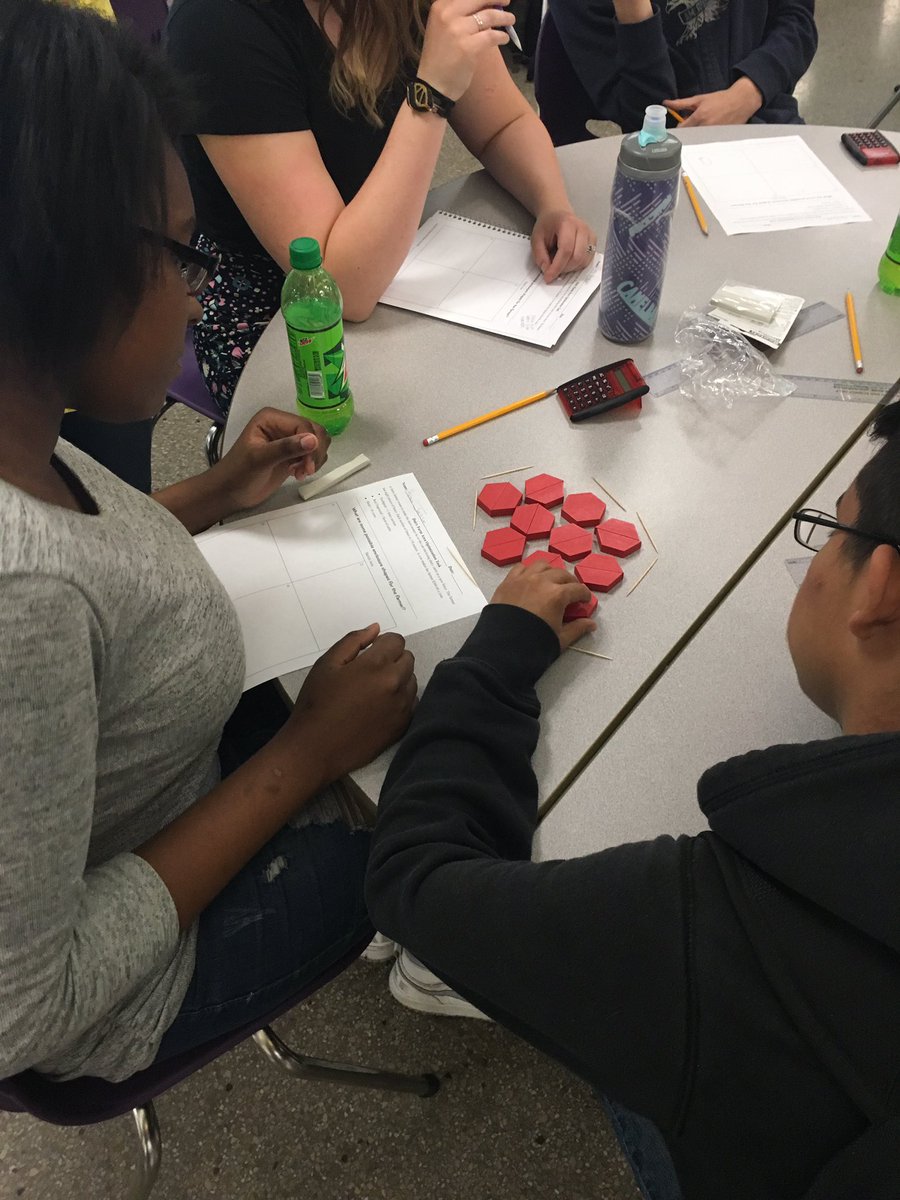 LindsBaileyMath's tweet photo. #CATCHgrant proposed-how many herds of cows (red trapezoids) can fit into a fence made w/ only 8 toothpicks? @uindy #wearewayne @BenDavisNGC https://t.co/nr7per74Z2
