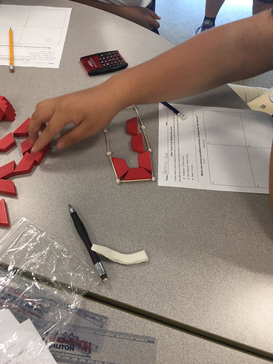 LindsBaileyMath's tweet photo. #CATCHgrant proposed-how many herds of cows (red trapezoids) can fit into a fence made w/ only 8 toothpicks? @uindy #wearewayne @BenDavisNGC https://t.co/nr7per74Z2