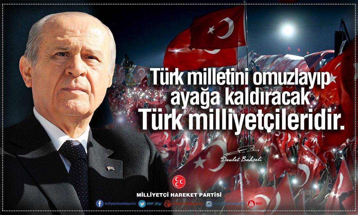 MHP_Bilgi's tweet photo. Türk milletini omuzlayıp ayağa kaldıracak Türk milliyetçileridir.

MHP Genel Başkanı
Devlet BAHÇELİ https://t.co/QrrZ0WPTpf