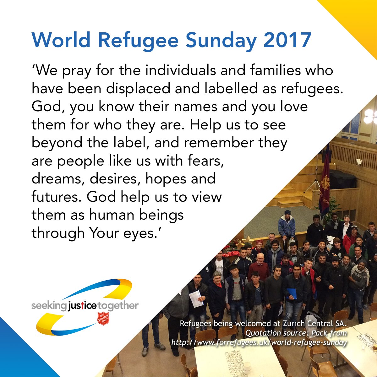 SalvArmyISJC's tweet photo. #Prayer resources and more for #WorldRefugeeSunday 18th and 25th June. Download it here: https://t.co/Smpjl16Xgg https://t.co/KMHkxvhLli