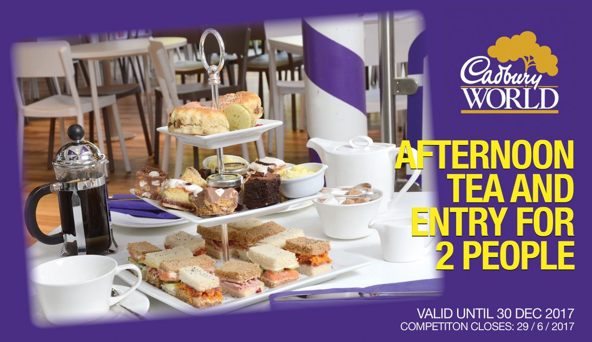 WhatsOnBrum's tweet photo. #WIN!
Afternoon tea for 2 and entry to @CadburyWorld. FOLLOW + RT before 29/6 to enter! https://t.co/pTMrwiR4dI