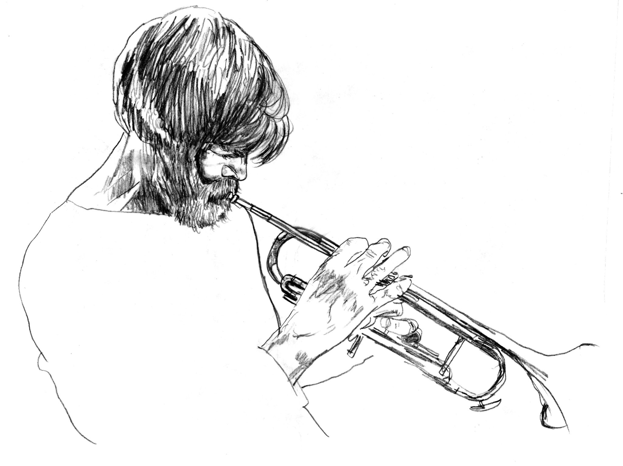 Happy Birthday to the gifted and introspective trumpeter TOM HARRELL!
(Pencil sketch)
 