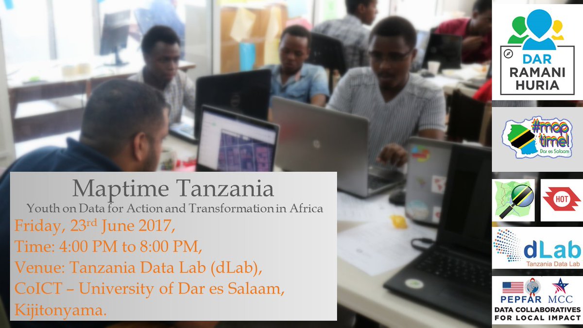 RamaniHuria's tweet photo. We're happy to announce a #mapathon with @dLabTz and @MCC_Data on Friday, 23rd June. Read more and register here; https://t.co/G5RR83Np2v https://t.co/VrSp73zfTf