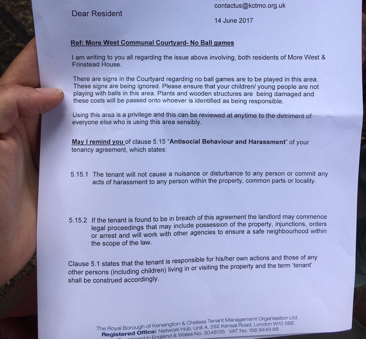 PaulBrandITV's tweet image. Incredibly, people in flats opposite #Grenfell today received letter warning them about anti-social behaviour, threatening legal action.