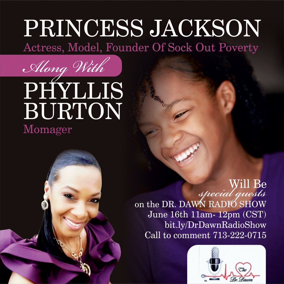PrincessJ4Real's tweet image. TUNE IN Today 11am-12pm To The Dr. Dawn Radio Show! Me And My Momager #PhyllisBurton will be live in the studio with Life Coach @TheDrDawn !