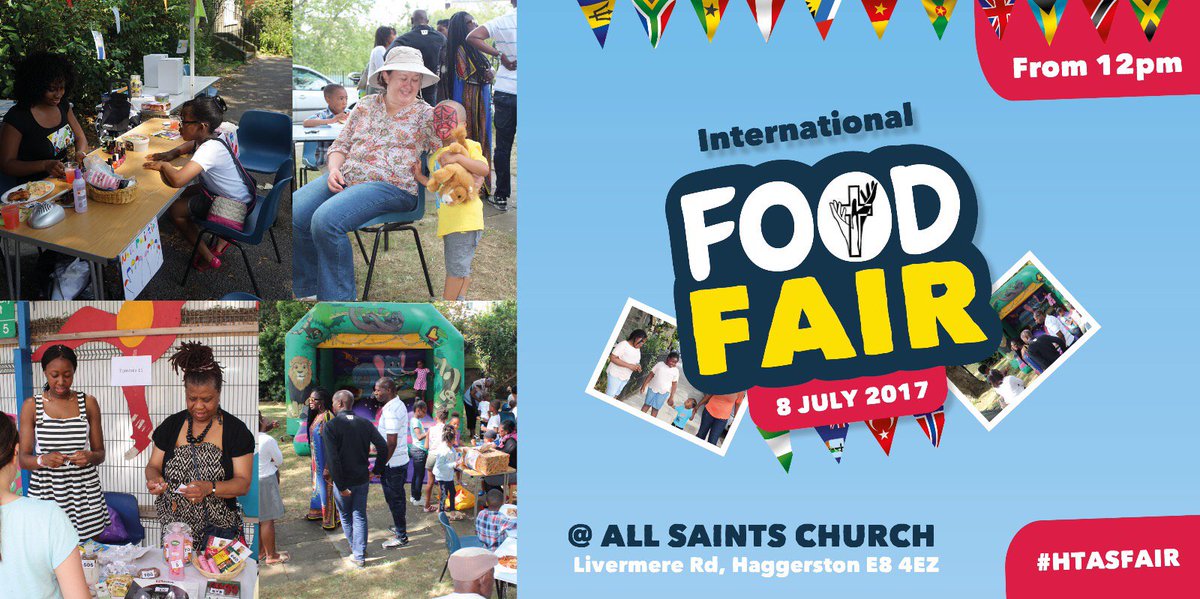 trinitysaints1's tweet photo. International Food Fair Sat.Jul.08 @12pm Grab some lunch / buy to take home! See you there All Saints Church #Haggerston #Hackney #HTASFAIR https://t.co/FRirYwHpdT