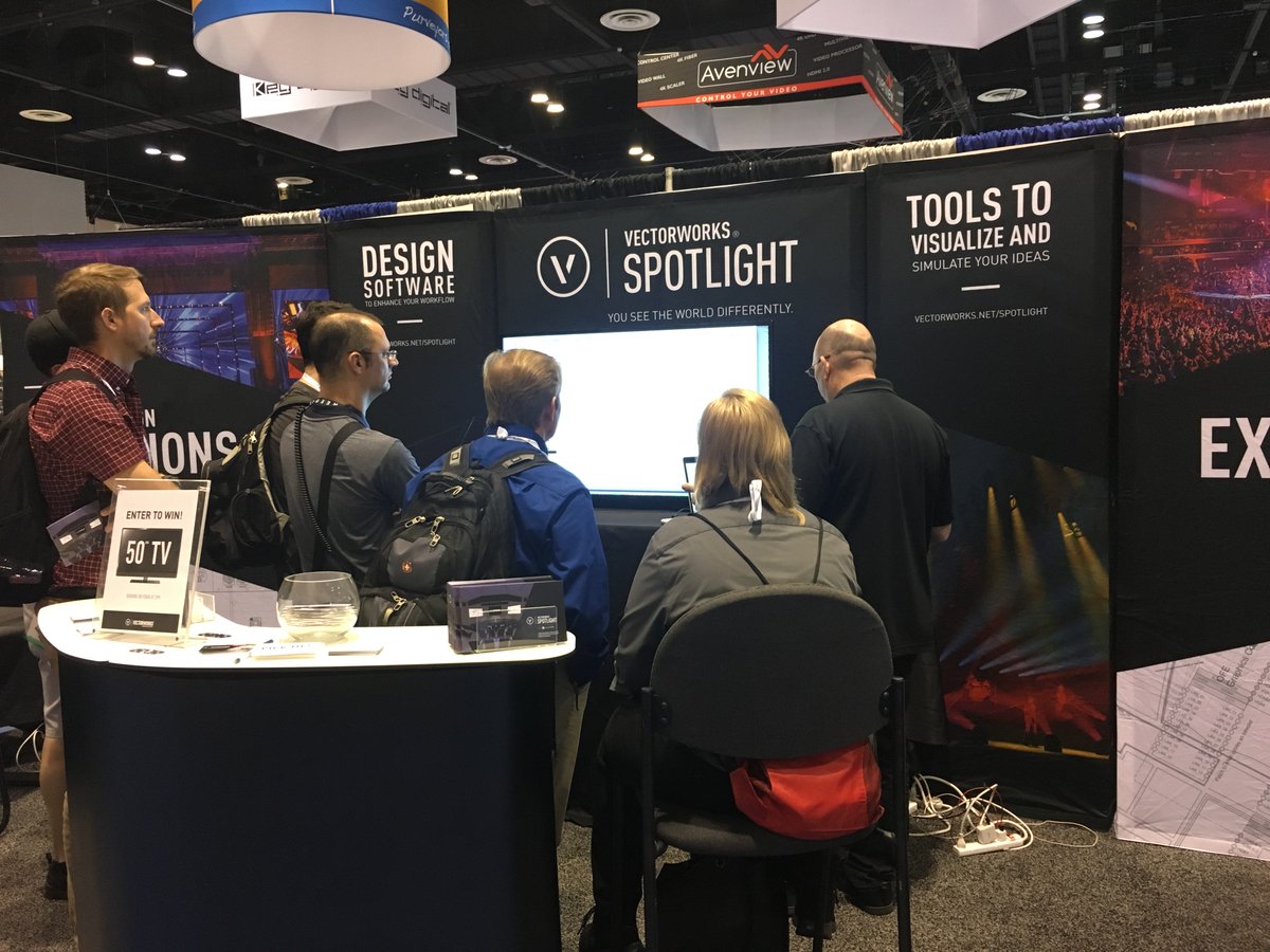 Vectorworks's tweet image. At #InfoComm17 booth 4226 you can: grab a free t-shirt, enter to win a TV, &amp;amp; demo #Vectorworks2017 &amp;amp; @connectCAD’s time-saving abilities.