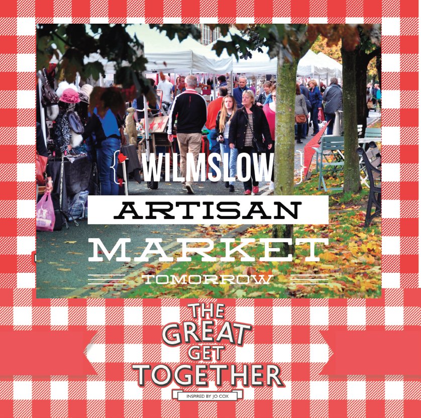 TOMORROW
#Wilmslow Artisan Market #Cheshire
#GreatGetTogether
#Artisans
#LiveMusic
#Streetfood
#WillowWorkshop
#FamilyBikeRide
#MoreInCommon