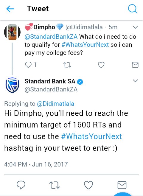 DidiMatlala's tweet image. Guys please help me reach 1600 RTs so i can pay my college fees🙏🙏
#WhatsYourNext