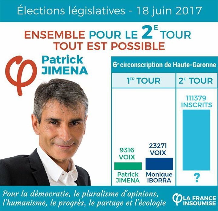 PatrickJimenaFI's tweet photo. Tout est encore possible avec Patrick Jimena  pour ce 2ème  tour ! #circo3106 #LegislativesFi #jimena2017 https://t.co/SYmkGy8q6D