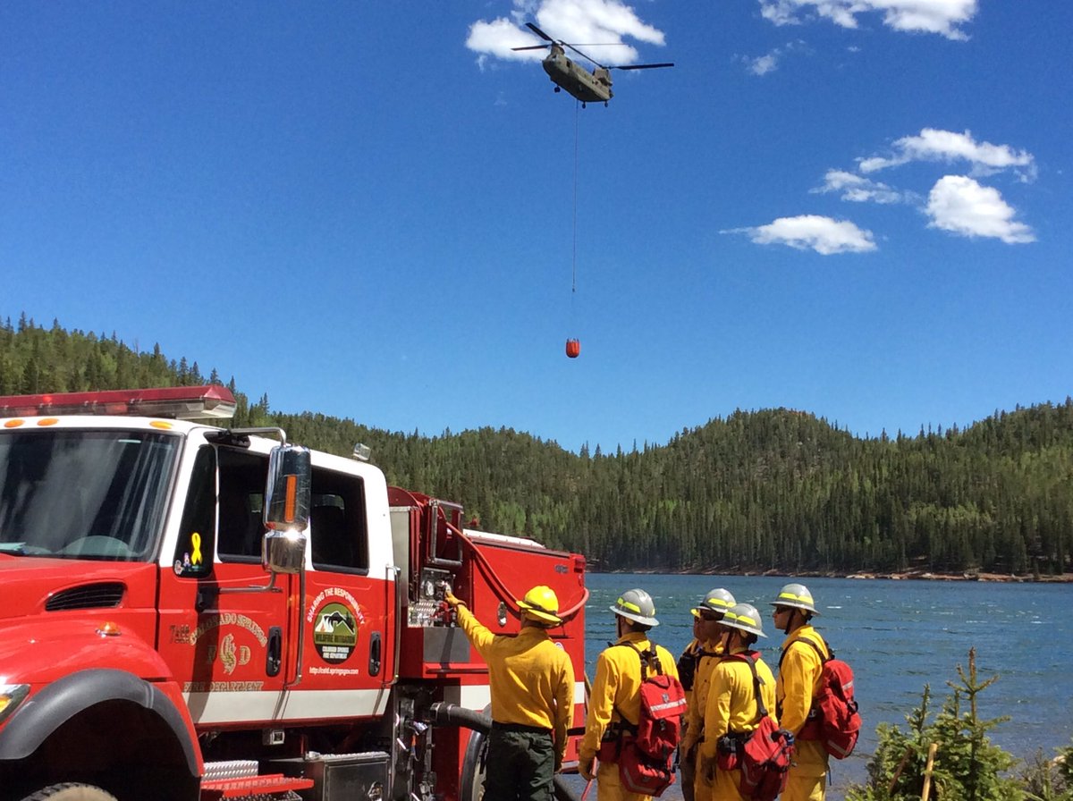 CSFDPIO's tweet photo. #CSFD #CSUtilities Fort Carson 4th Combat Aviation Brigade Training @ Rosemont Reservoir today | PIO's on site for media |  10-11:30 today https://t.co/QtAdVfrcBX