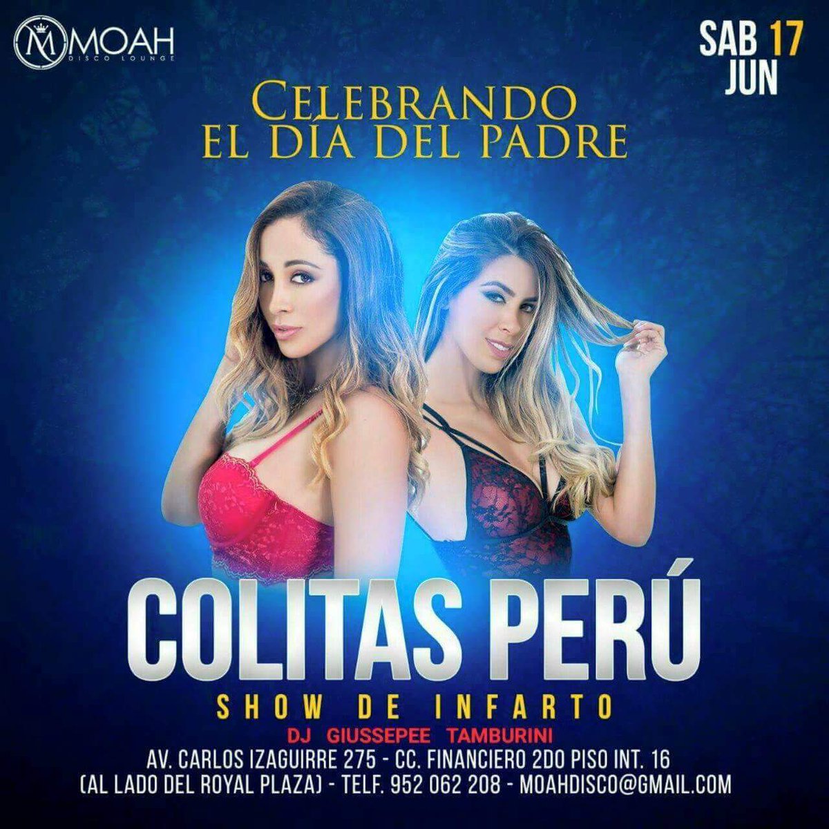 ColitasPeru's tweet photo. Este sábado 17 tenemos una cita en Moah Disco, junto a #DJGiussepee, estaremos celebrando el Día del Padre 💋❤ https://t.co/zX8lX7cHQ6