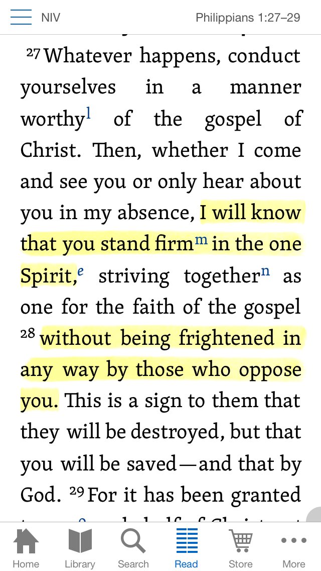Emanate_JH's tweet photo. Philippians 1:27,28 โI will know that you stand firmโฆwithout being frightened in
any way by those who oppose you.โ
#FridayDevo #Philippians https://t.co/EIsbaLBeZY