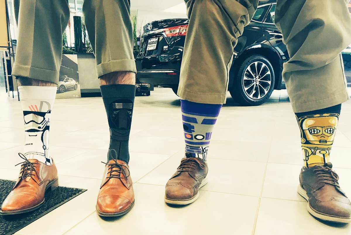 HaddadToyota's tweet photo. We've got some strong sock game going on today! #haddadsockgame #hoopsnotcrime #StarWars https://t.co/bnClfS4NKr