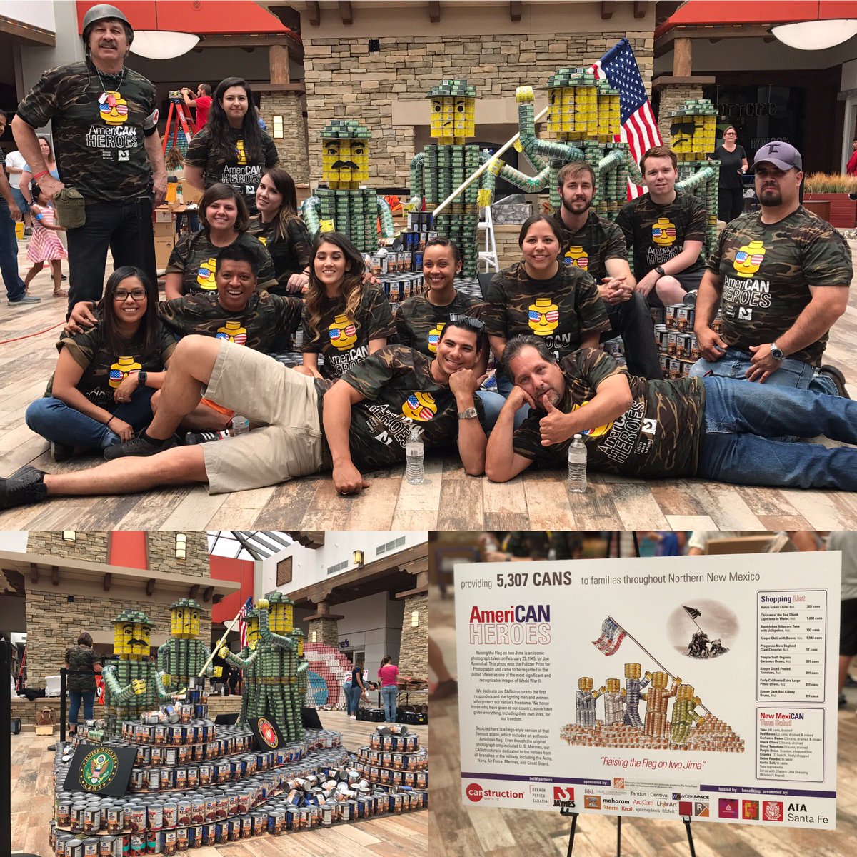 v_pierson's tweet photo. Honoring our brave military men&women + fighting hunger! Great job team! #CanSantaFe2017 #CanstructionSantaFe #weCANbeHEROES #ameriCANheroes https://t.co/cFFhmgIVHt