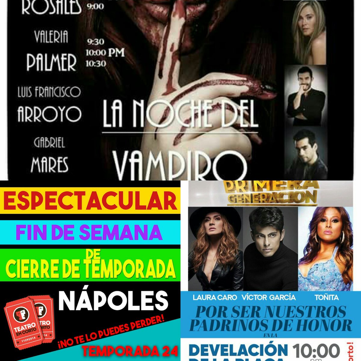 ValeriaPalmer's tweet photo. Espectacular fin de semana d cierre d temporada. No te pierdas "La Noche del Vampiro" en Teatro en Corto Nápoles. Yosemite #40, Col. Nápoles https://t.co/1Yw1oyIjYB