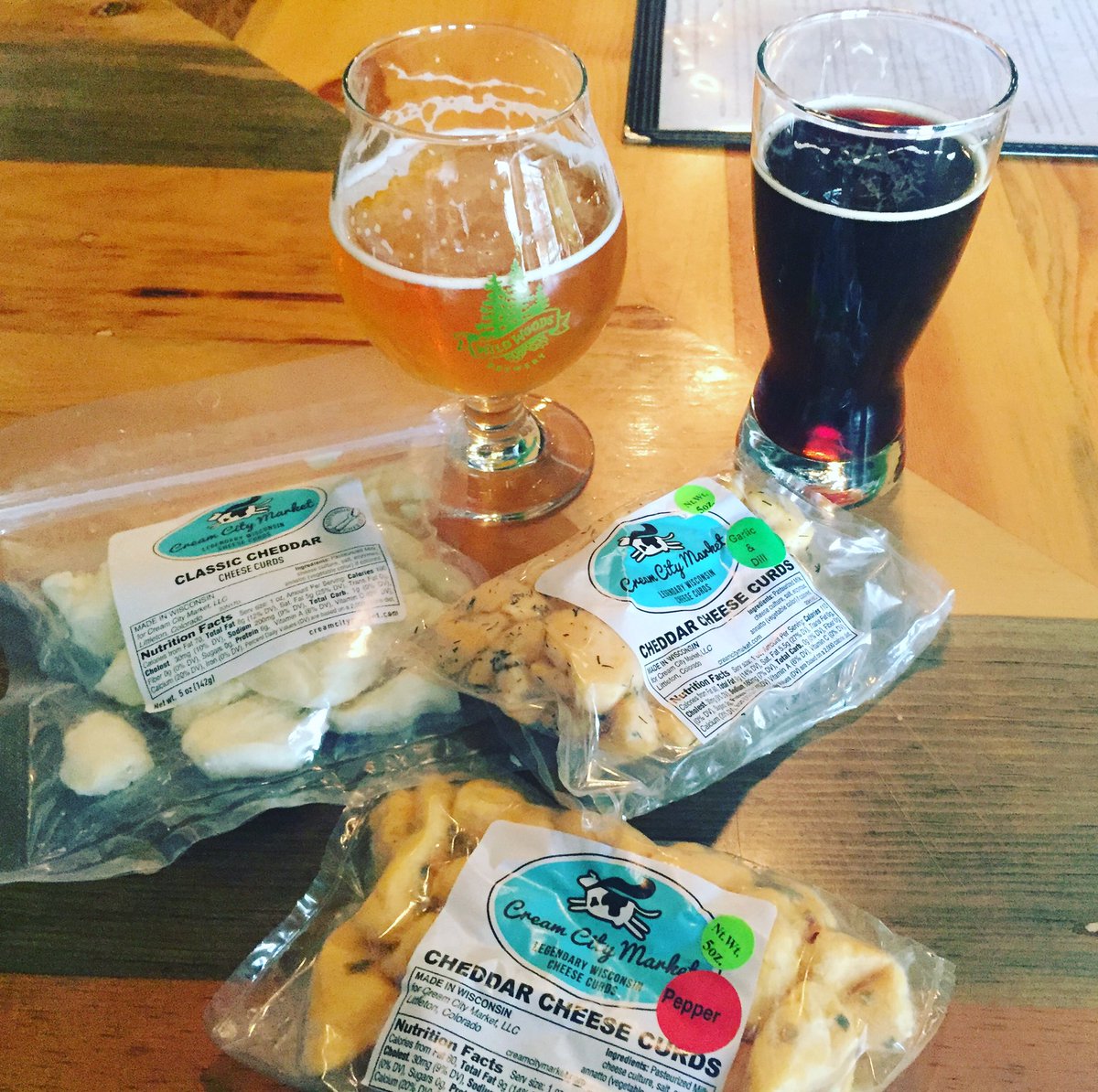 WildWoodsBeer's tweet photo. Now available: Wisconsin Cheese Curds! Being from Wisco, we're excited to offer this squeaky goodness from @CreamCityMarket in the taproom! https://t.co/4dSTkScoQ7