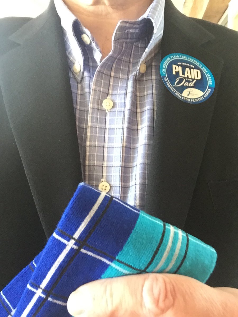TrevorPancoust's tweet photo. Plaid shirt...check. Plaid socks...check. Donations collected in @ProstateCancerC #plaidfordad workplace challenge...check! #goodtogo https://t.co/BhRcx3xjP0