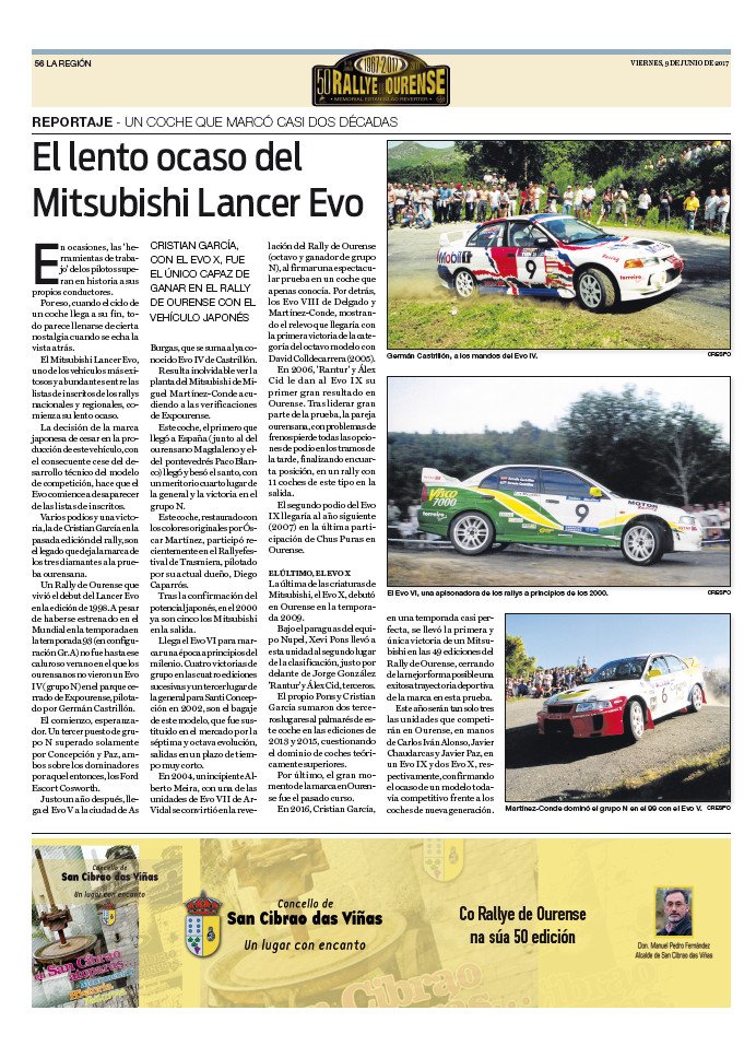 ACachalvite's tweet photo. El lento ocaso del Mitsubishi Lancer Evo en el Rally de Ourense https://t.co/kcvS2ftPxa #motor #rally #mitsubishi #50rou https://t.co/qoOJxsL1FC