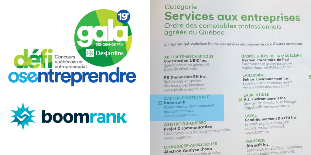 infoBoomrank's tweet photo. Boomrank est très heureux de s'être classé parmi les 17 finalistes du Défi OSEntreprendre de cette semaine! https://t.co/m94teGU3v9