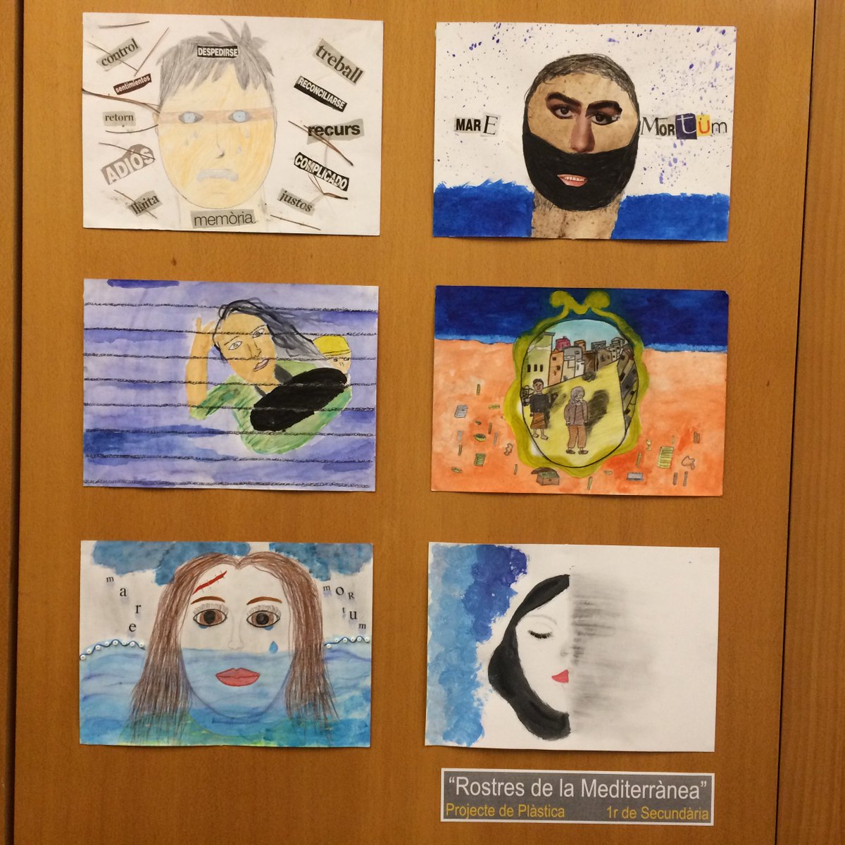 EscolaFMTE's tweet photo. Últims dies x visitar l'exposició de l'alumnat d 1r d #Secundària q participem a la campanya de #StopMM i pintem els rostres del Mediterrani https://t.co/ITIEgC4lDI