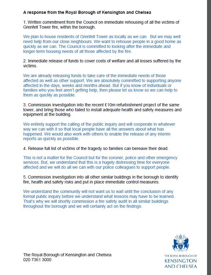 RBKC's tweet photo. In response to today's protests and the questions raised by protesters, the Council has prepared the following response: https://t.co/l8G18dEWV3
