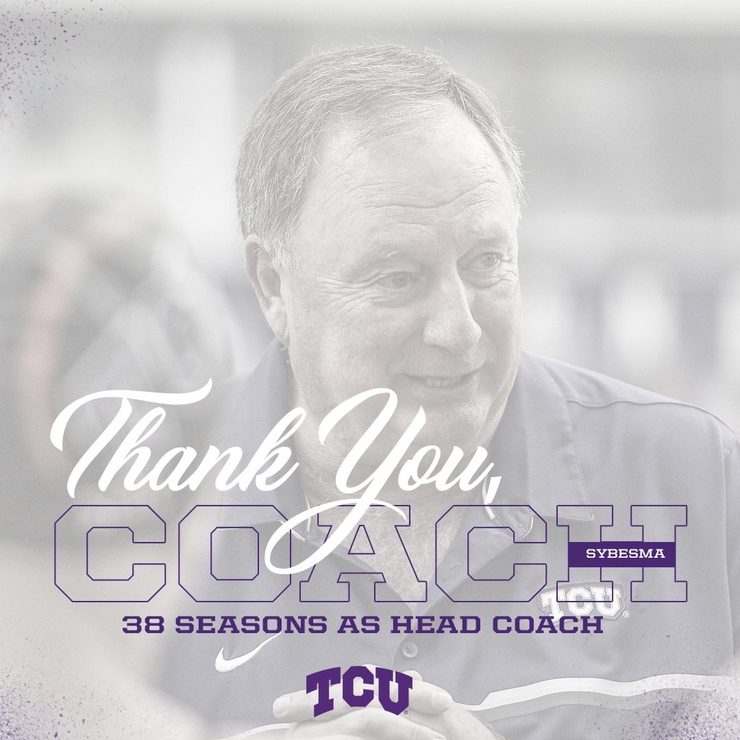 TCUswimdive's tweet image. Richard Sybesma, the longest tenured head coach for any sport in TCU history, retires after 38 incredible seasons. #ThankYouCoach