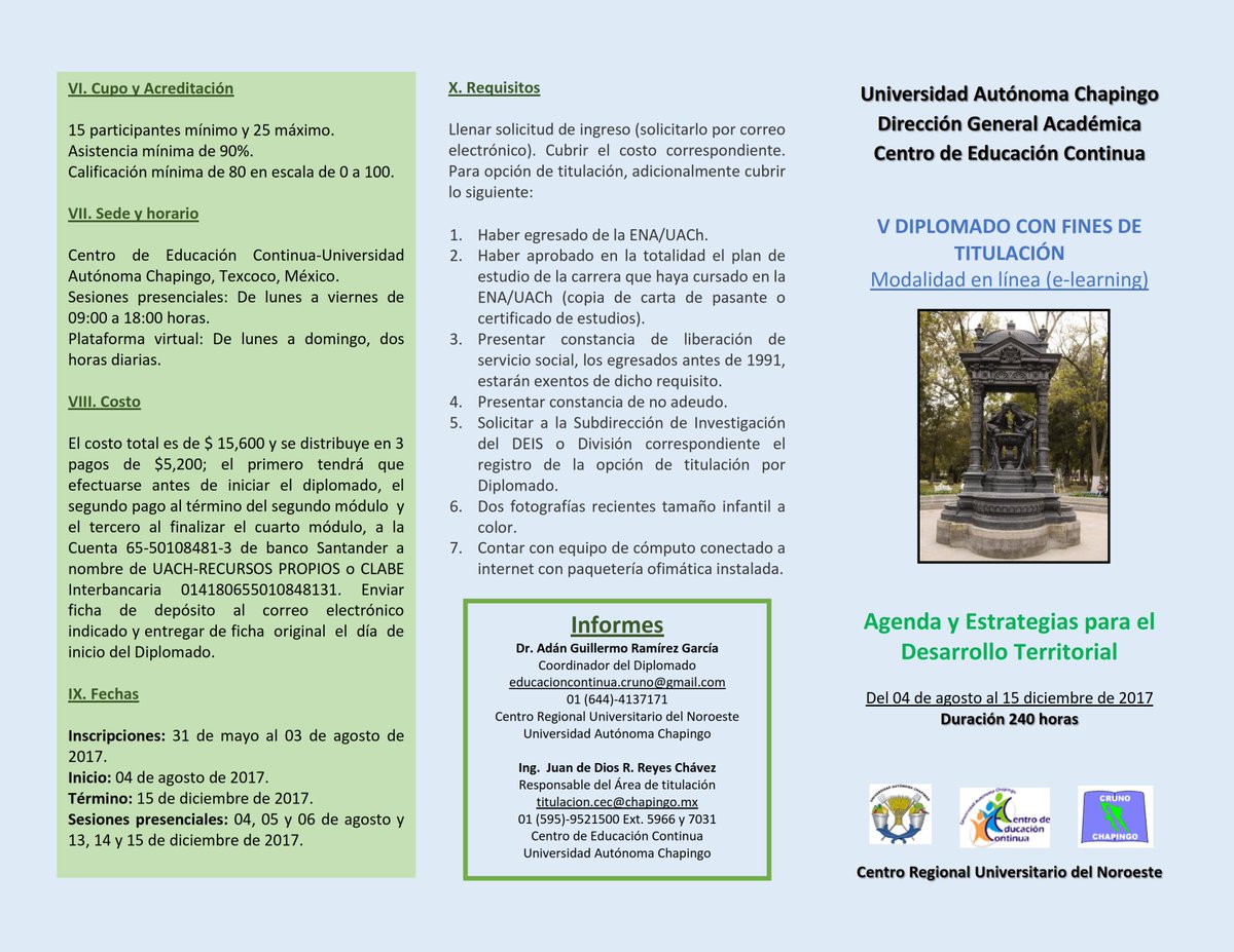 ANECh_AC's tweet photo. INVITACIÓN al DIPLOMADO CON FINES DE TITULACIÓN "AGENDA Y ESTRATEGIAS PARA EL DESARROLLO TERRITORIAL",Modalidad EN LÍNEA 4/Ago→15/Dic '2017. https://t.co/aOBIUMqa0h