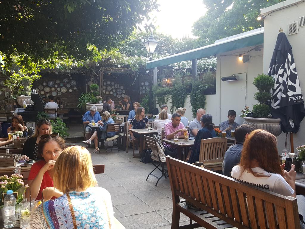 Summer drinks in the garden after work.