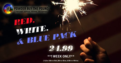 powdercoat101's tweet photo. Check out #pbtp's #patriotic Red, White, &amp; Blue pack! Get 1 pound of #MirrorRed, #MirrorBlue, &amp; #MirrorWhite for $24.99! Visit our website! https://t.co/33ulUBnw2N