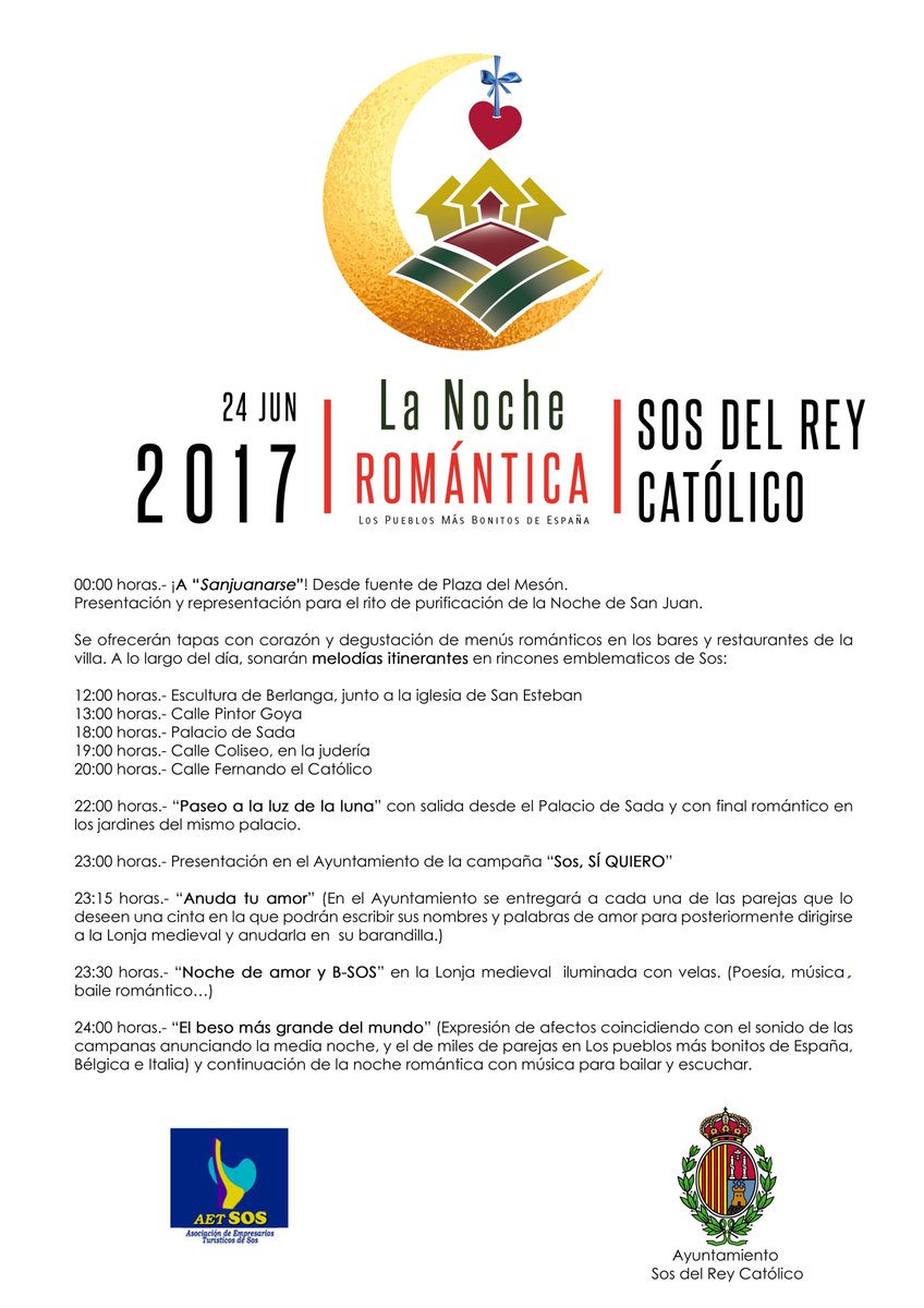 Desde #SosdelreyCatolico nos sumamos a la celebración de 'La noche romántica' de <a href="/LosPueblosmbe/">Pueblos más bonitos</a> con el siguiente programa de actividades