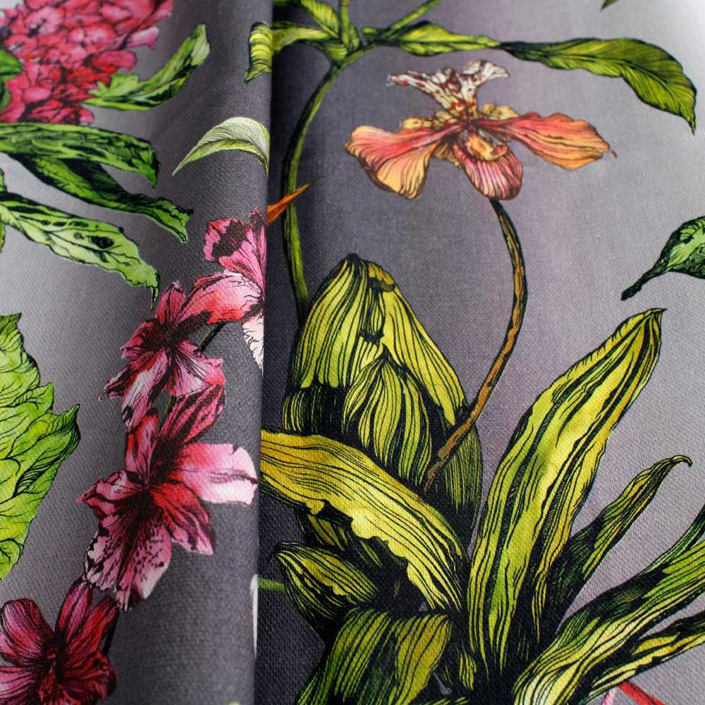 TerrariumHome's tweet photo. Tropical hothouse fabric, intensely detailed line work all drawn by hand in the Terrarium studio #tropical #botanical #illustration https://t.co/mIt4vfsvmt