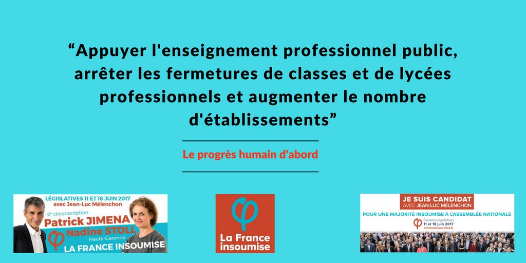 PatrickJimenaFI's tweet photo. #Jimena2017 🌿 L'enseignement une priorité : programme de la #franceinsoumise / #legislativesFI   #Circo3106 https://t.co/ujjIKcthfh