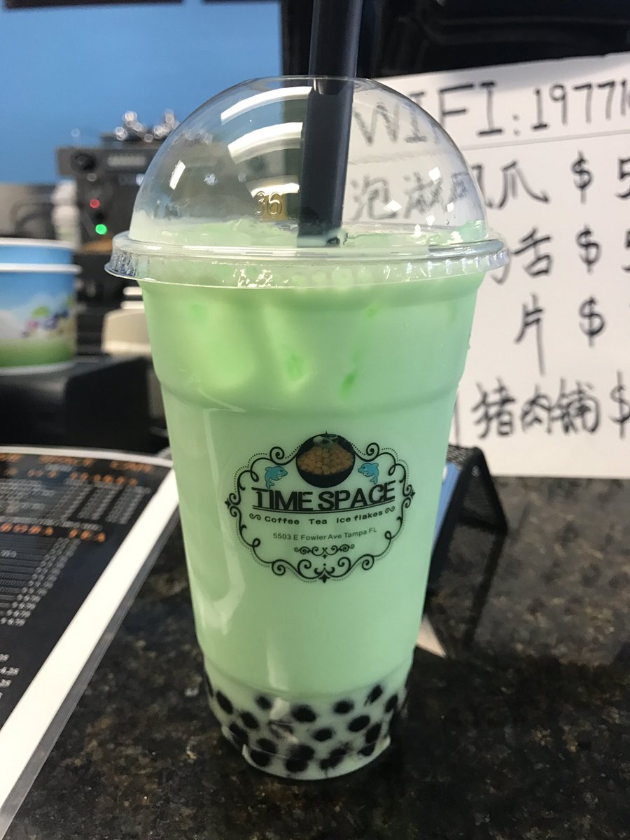 carloseats's tweet photo. New cantaloupe boba @ Time Space Cafe #usf #tampa #bubbletea #timespacecafe https://t.co/Uu9lvUGkek