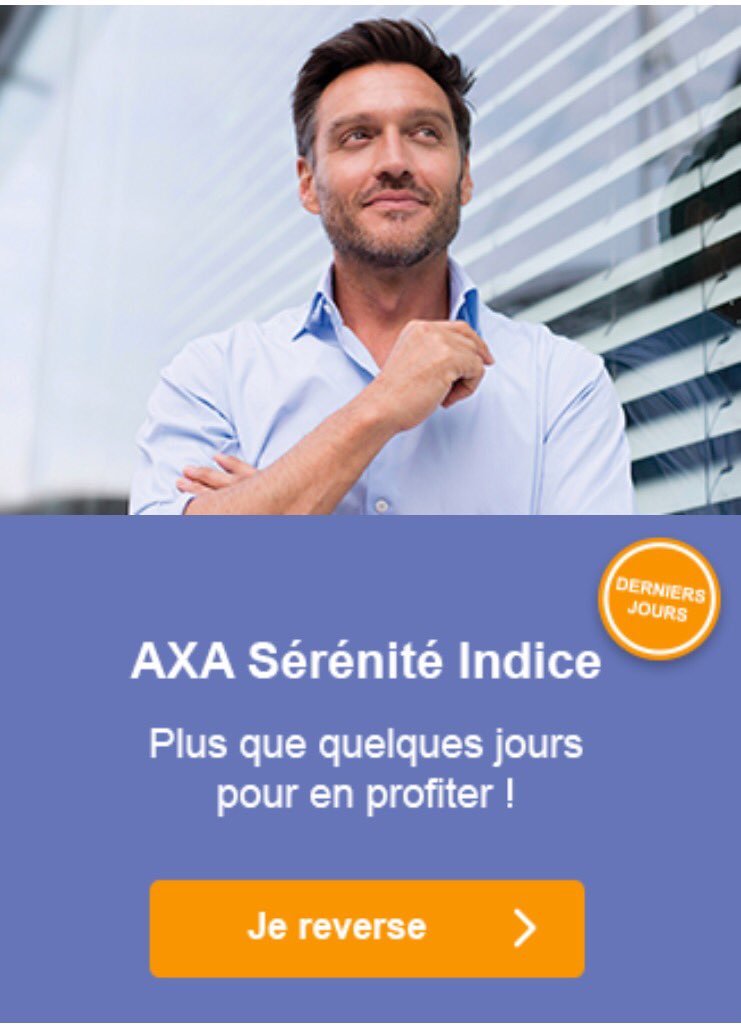 sophieChabanas's tweet photo. Derniers jours pour profiter de l'opportunité #AXA Sérénité Indice
A vos boîtes mails 📲! #MkgMulticanal https://t.co/xC1MDj0NZ1 https://t.co/qSK1fuEvYy
