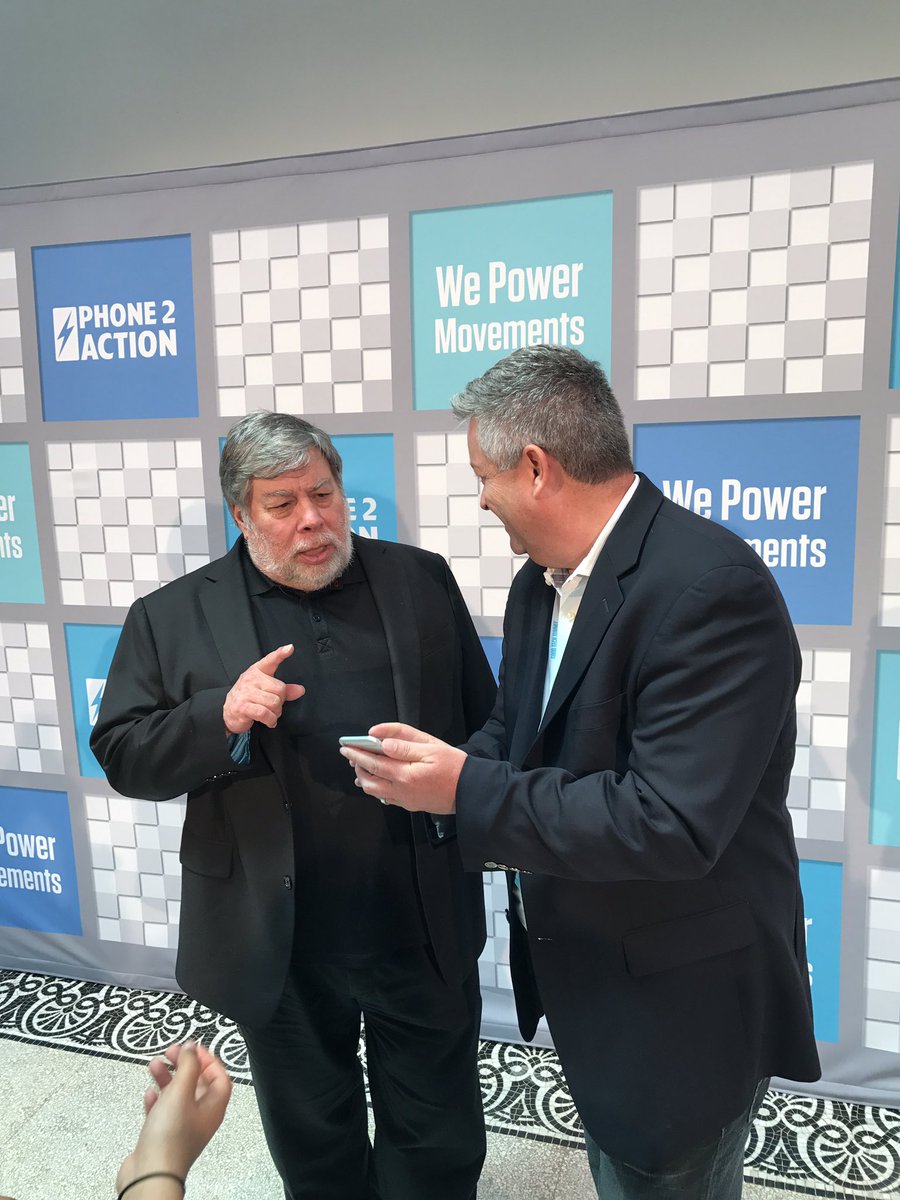 jebory's tweet photo. Spotted at @Phone2Action #goodtech17: @yourmembership and #Community Brands CEO @JPGuilbault giving demo to Apple's @stevewoz! https://t.co/a5r1vTTCb8