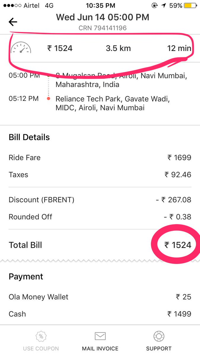 Mayank0409's tweet image. This is what @Olacabs charge you for a 12 minute trip.... @bhash

Actual amount was Rs. 120

#cheaters #ola #useuber #poorcustomersupport