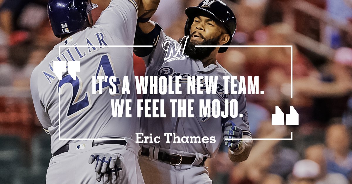 MLB (@mlb) on Twitter photo Led by the powerful <a href="/EricThames/">Eric Thames 테임즈</a> (18 HR), the first-place <a href="/Brewers/">Milwaukee Brewers</a> are a force to be reckoned with. Led by the powerful <a href="/EricThames/">Eric Thames 테임즈</a> (18 HR), the first-place <a href="/Brewers/">Milwaukee Brewers</a> are a force to be reckoned with.