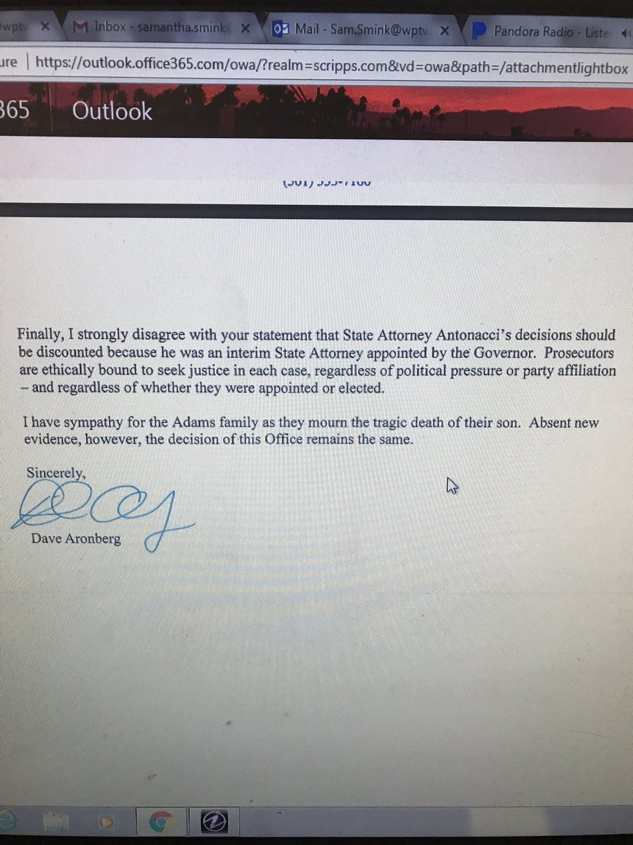samsminknews's tweet photo. #JUSTIN- Here's the letter SAO wrote to #SethAdams family, explaining why he will not reopen criminal investigation. @WPTV #wptv https://t.co/KirZLrBME8