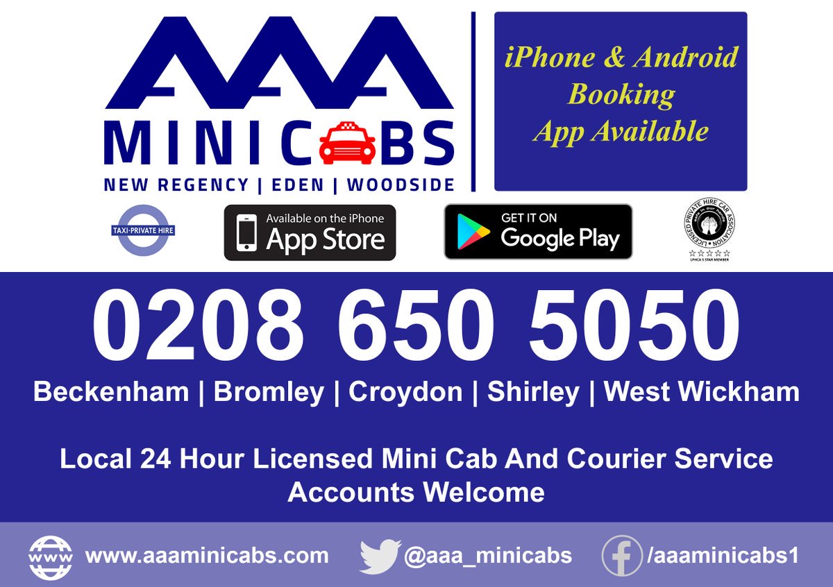 aaa_minicabs's tweet photo. Save AAA Minicab's number - 0208 650 5050 - & we will always be there when you need us!
#BeckBrom FL @bromleypopulo @beckenham_forum https://t.co/OKJKKpZRKR