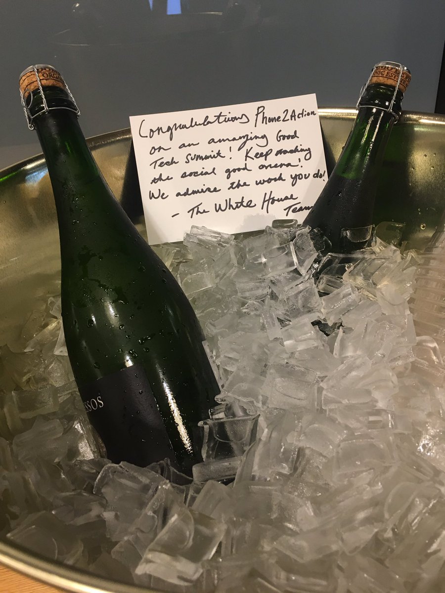 capitoljill's tweet photo. Thanks @WeWorkDC for the champagne and kind note celebrating the great success of #Goodtech17! @Phone2Action https://t.co/AQM4JN3Di7