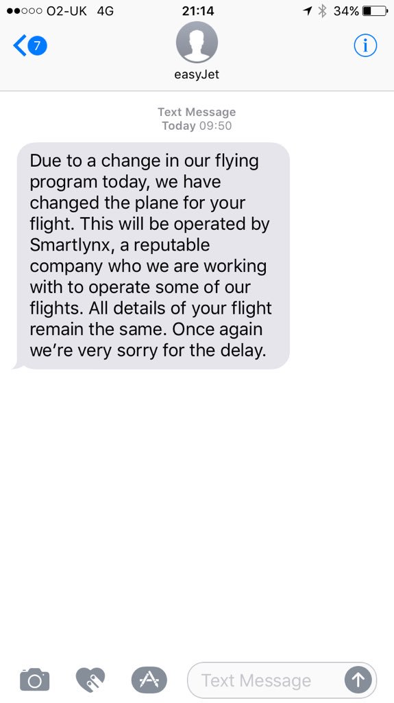 HelenKeech's tweet photo. @easyJet I received this message earlier today. Note where EasyJet said "all details of your flight remain the same" https://t.co/65QWGMbAuf